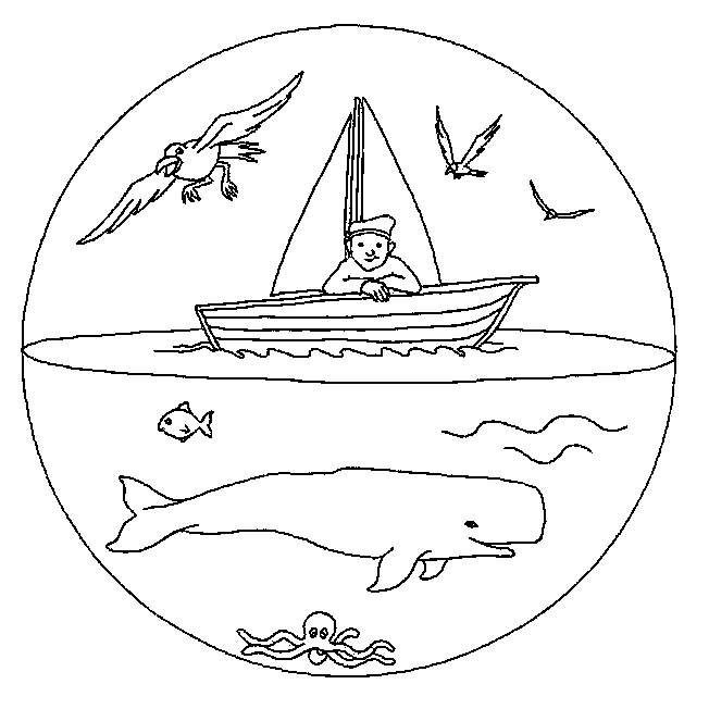 Print Mandala walvis kleurplaat